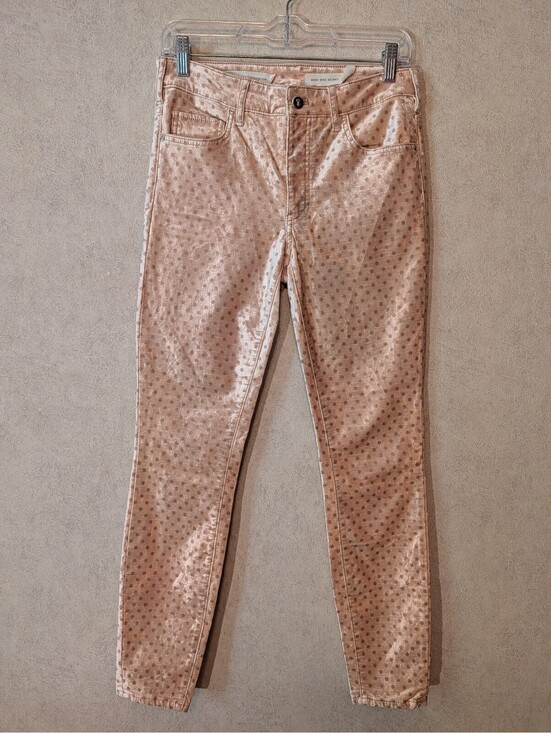 Pilcro Denim - PILCRO pink velvet polkadot skinny jeans sz 27
